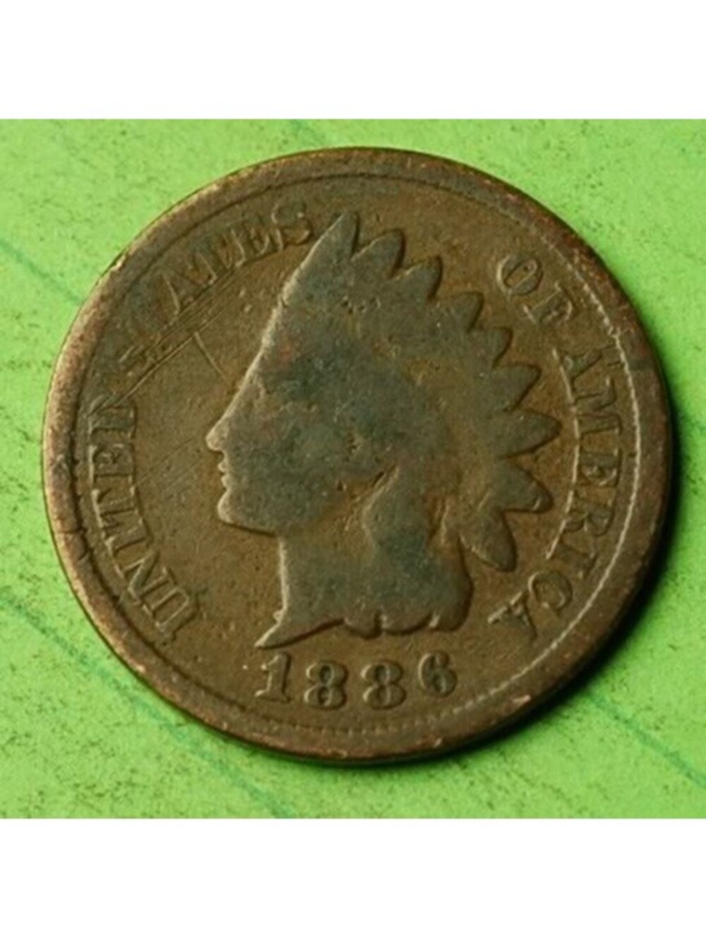 X279 1886 TYPE 2 RARE Indian Head Cent Penny 1c - old coin money